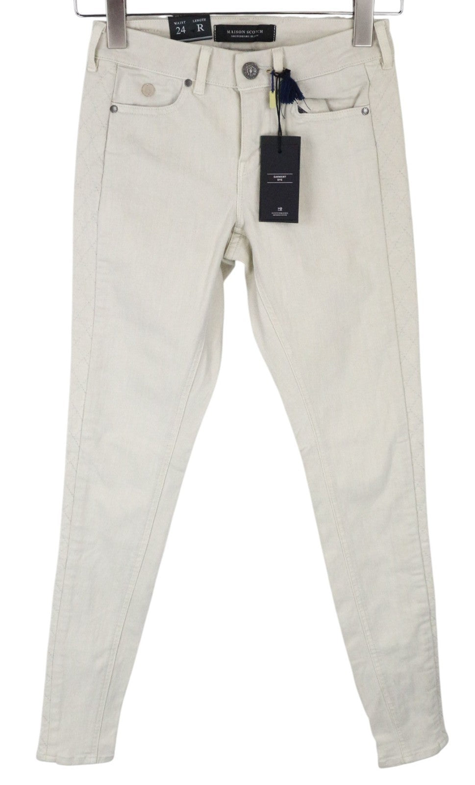 MAISON SCOTCH La Bohemienne Women Jeans W24 Skinny Fit Beige Cotton Stretch
