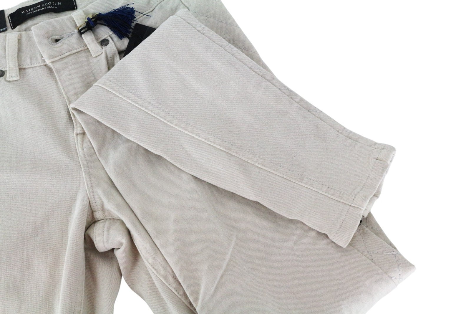 MAISON SCOTCH La Bohemienne Women Jeans W24 Skinny Fit Beige Cotton Stretch