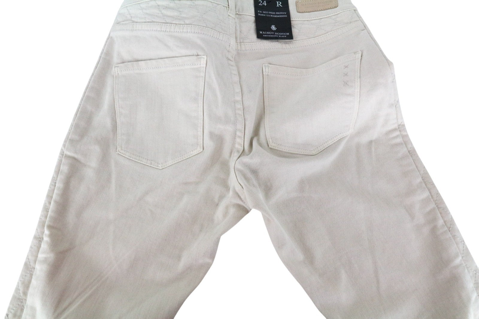 MAISON SCOTCH La Bohemienne Women Jeans W24 Skinny Fit Beige Cotton Stretch