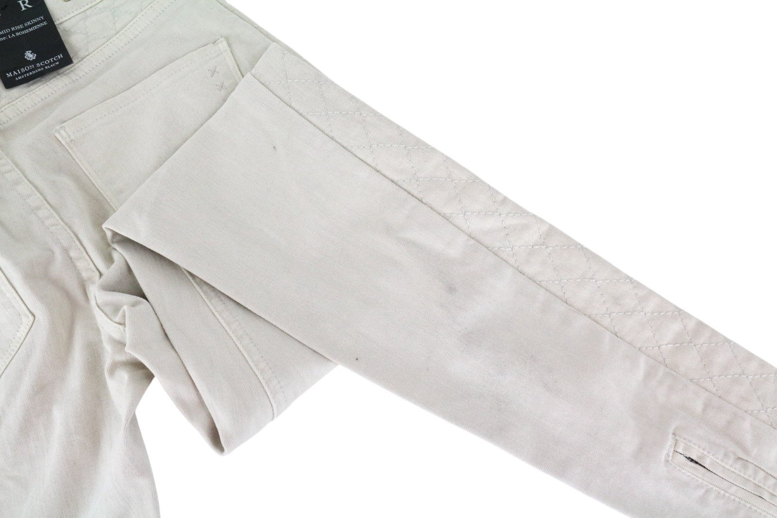 MAISON SCOTCH La Bohemienne Women Jeans W24 Skinny Fit Beige Cotton Stretch