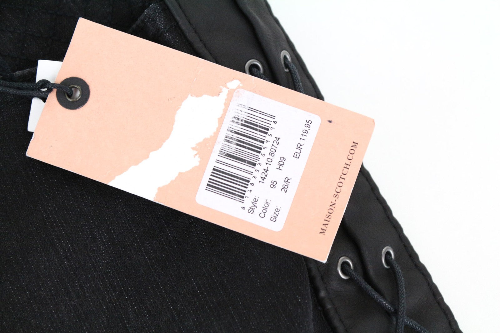 MAISON SCOTCH Women Jeans W26 Skinny Fit Black Cotton Stretch Laced Sides