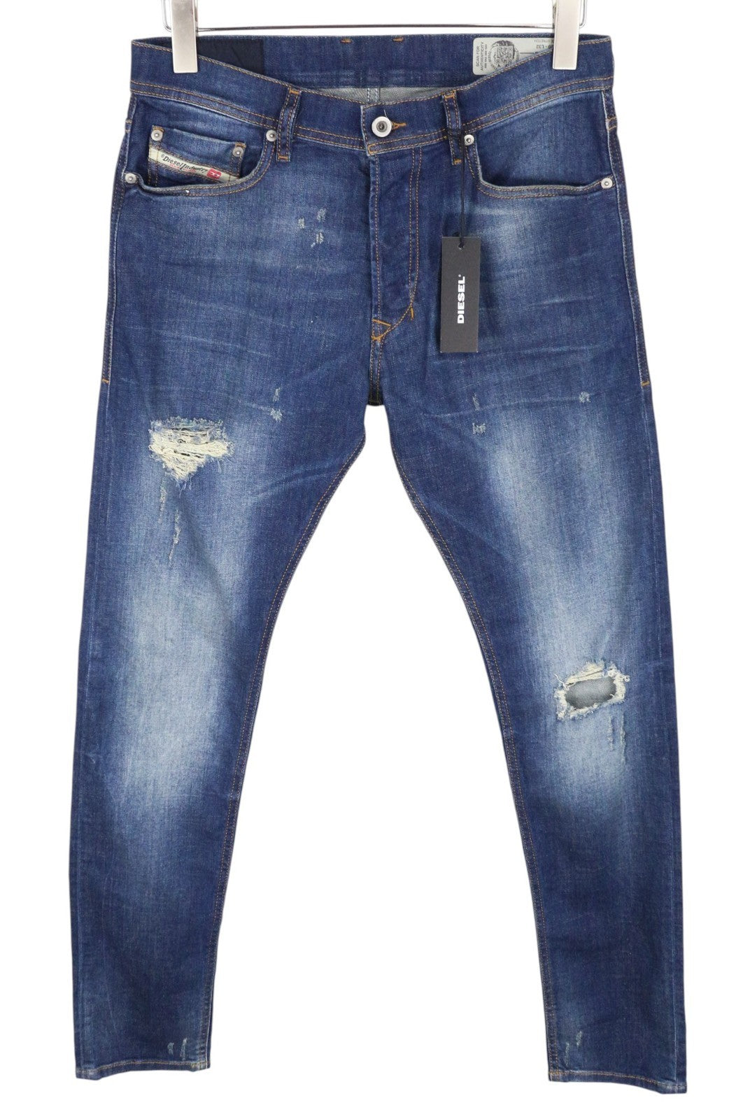 DIESEL Tepphar 084TX Men Jeans W29/L32 Slim-Carrot Blue Cotton Stretch Ripped