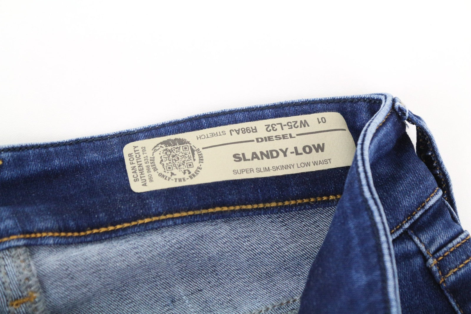DIESEL Slandy-Low R98AJ Women Jeans W25/L32 Super Slim Skinny Stretch Blue