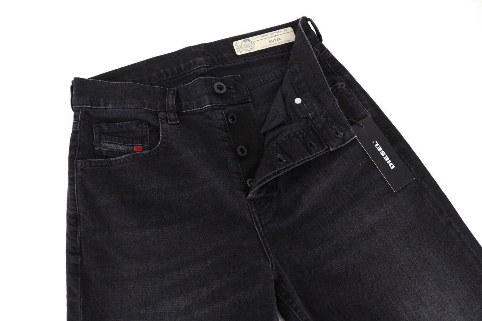 DIESEL Aryel 069BG Women Jeans W25/L30 Straight Fit Black Cotton Stretch Washed