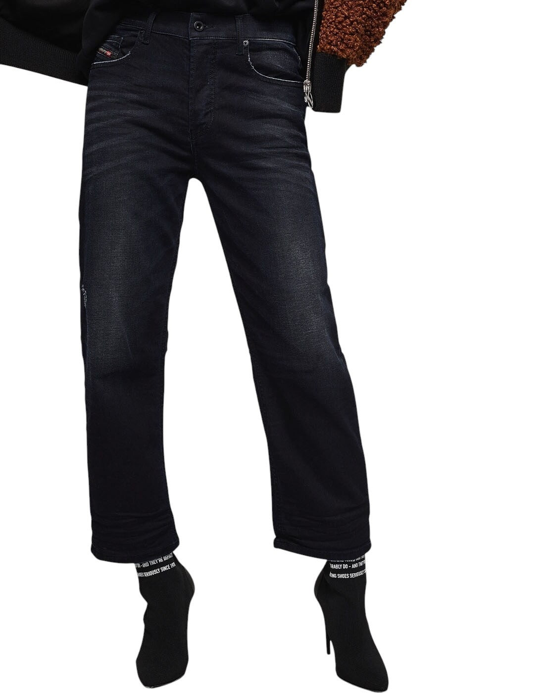 DIESEL Aryel 069BG Women Jeans W26/L32 Straight Fit Black Cotton Stretch Wash