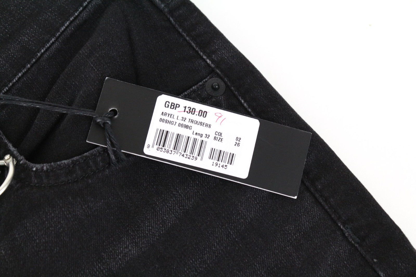 DIESEL Aryel 069BG Women Jeans W26/L32 Straight Fit Black Cotton Stretch Wash