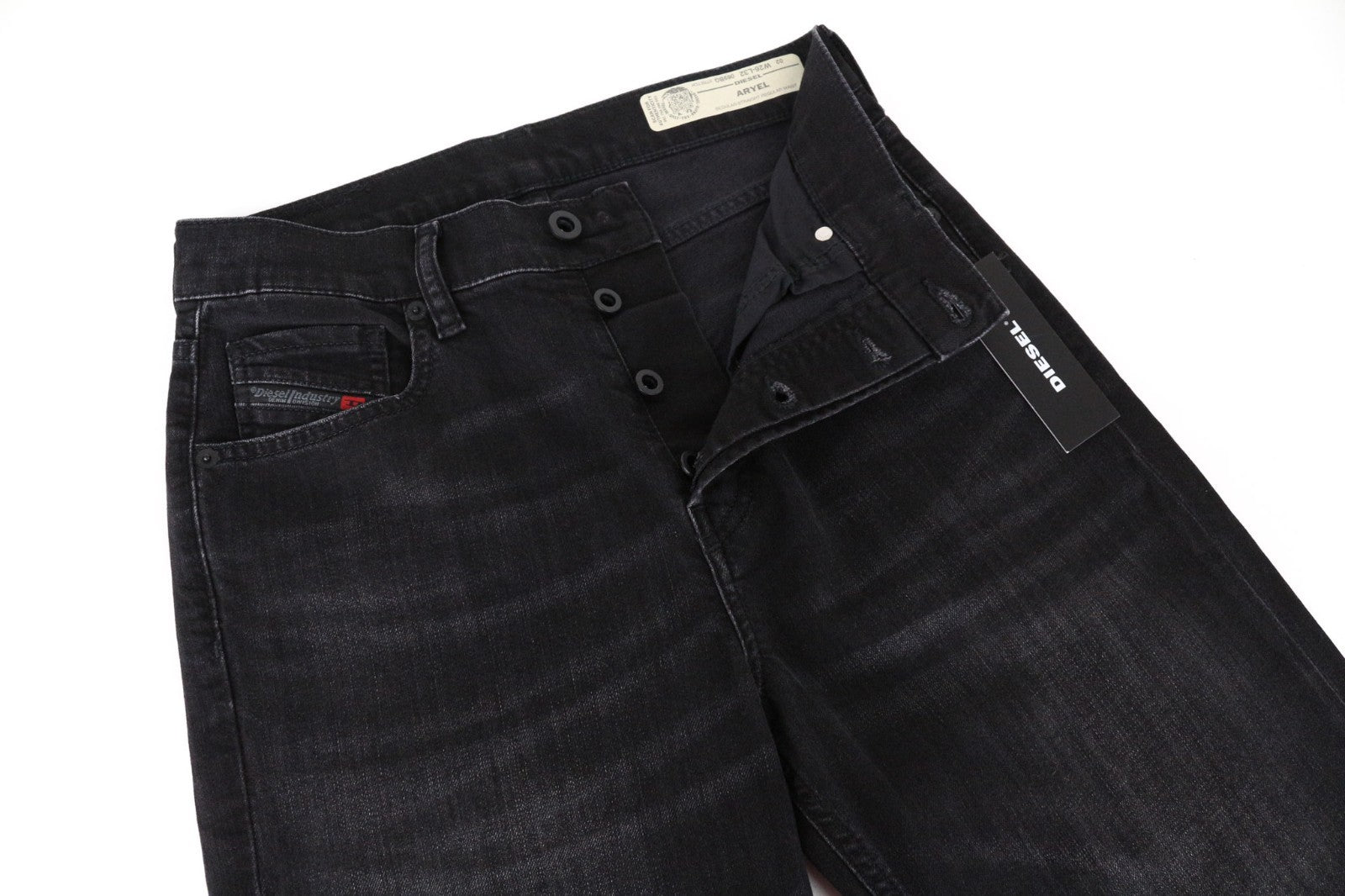 DIESEL Aryel 069BG Women Jeans W26/L32 Straight Fit Black Cotton Stretch Wash