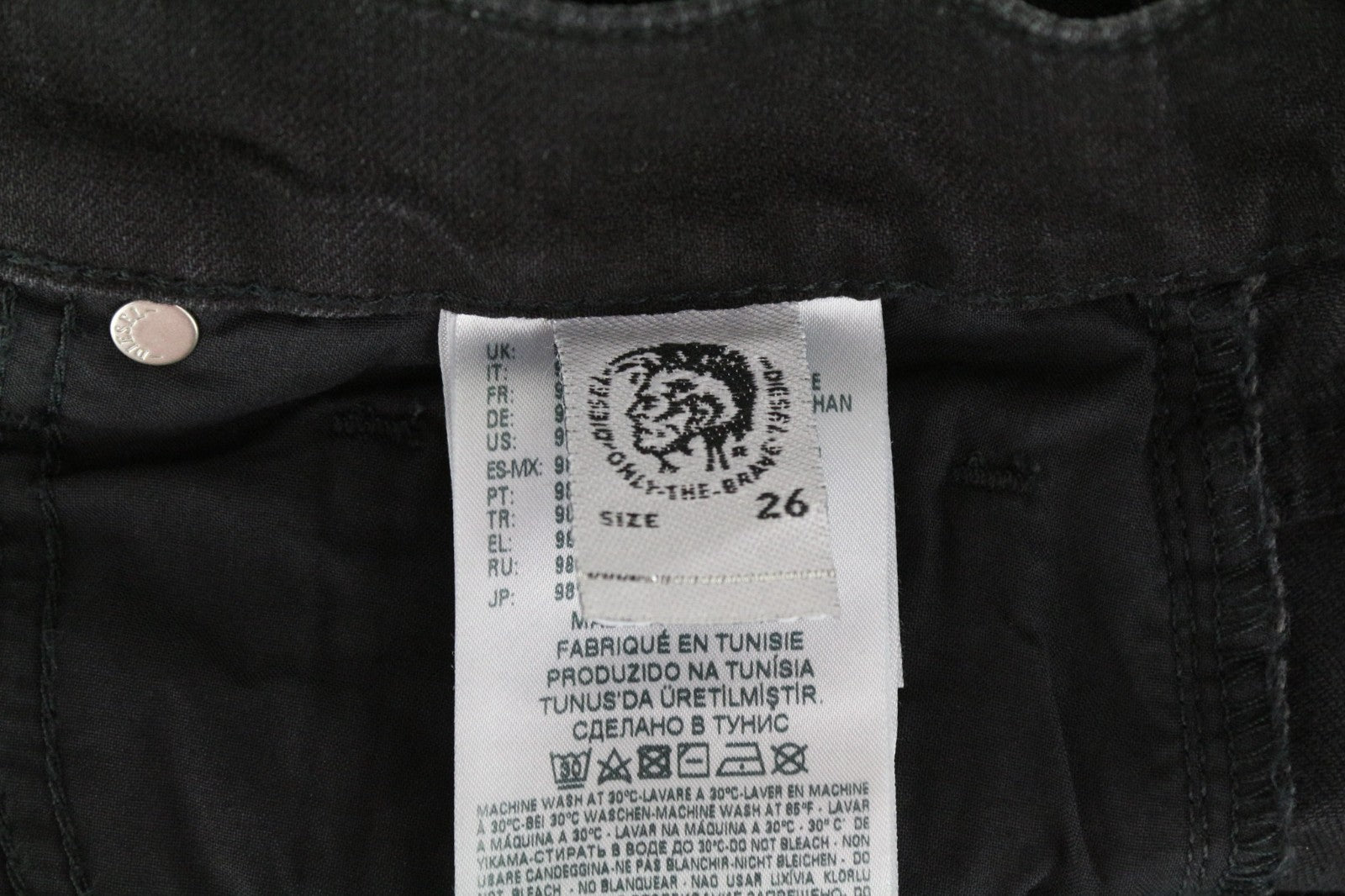 DIESEL Aryel 069BG Women Jeans W26/L32 Straight Fit Black Cotton Stretch Wash