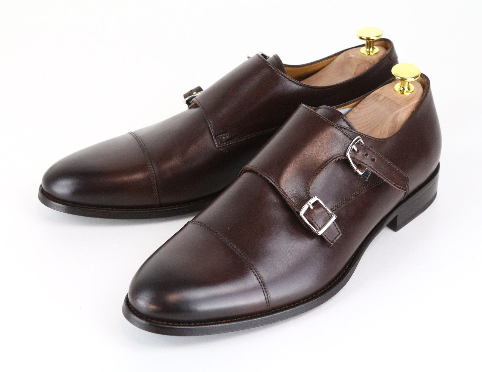 SUITSUPPLY Men Formal Shoes EU44.5 Brown Genuiene Leather Buckled Low-Top