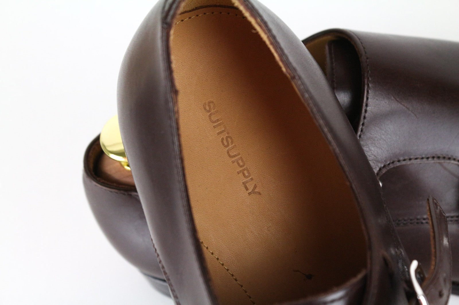SUITSUPPLY Men Formal Shoes EU44.5 Brown Genuiene Leather Buckled Low-Top