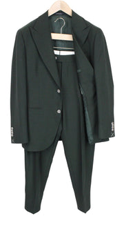 SUITSUPPLY La Spalla Men Suit UK36S Wool Dark Green 2-Piece Formal Slim Melange