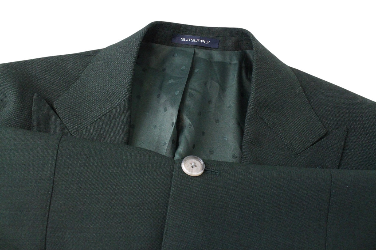SUITSUPPLY La Spalla Men Suit UK36S Wool Dark Green 2-Piece Formal Slim Melange