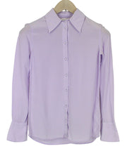SUISTUDIO Alec Women Blouse UK4 Lilac Purple Slim Button Up Classic Pure Silk