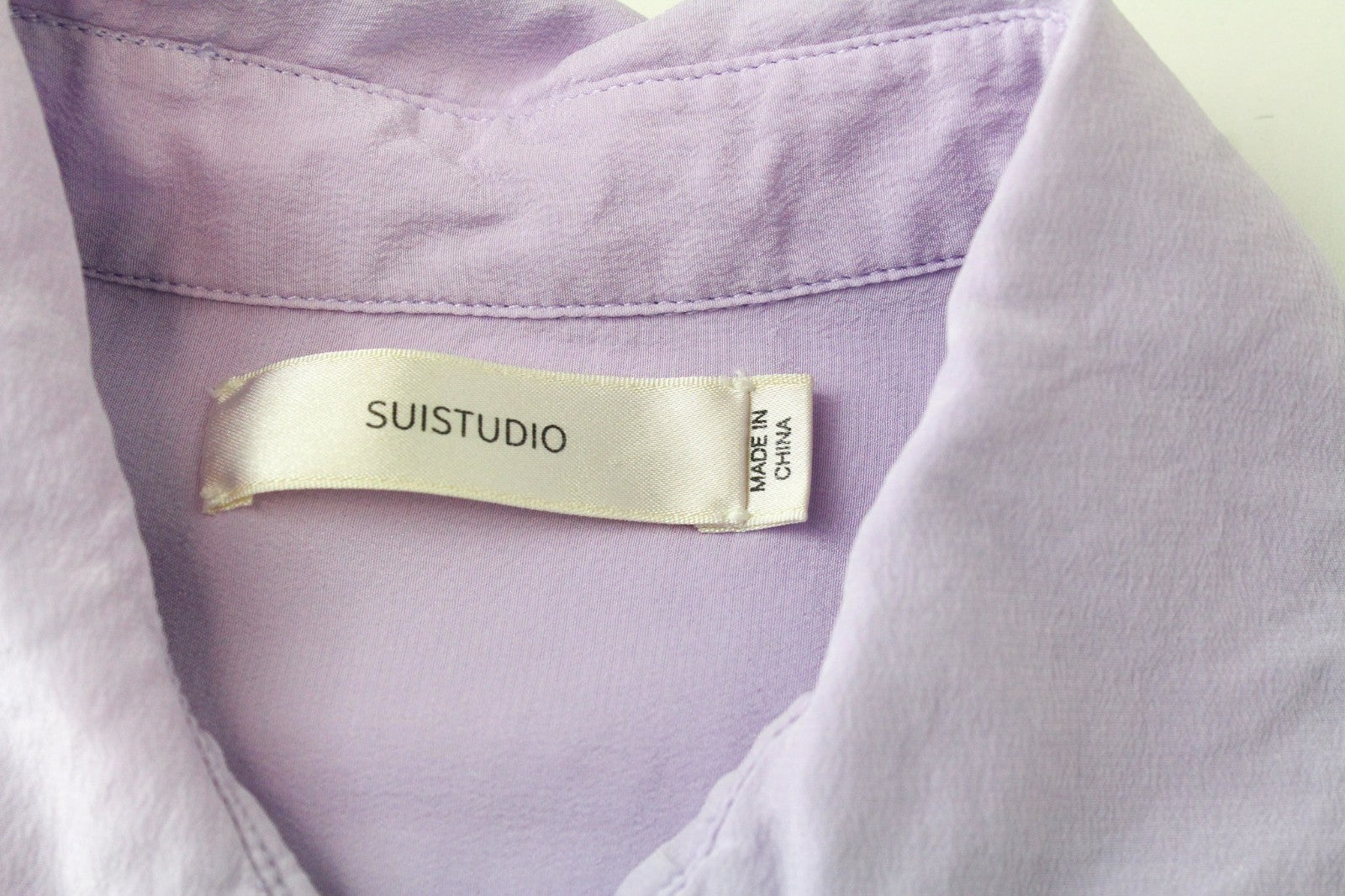 SUISTUDIO Alec Women Blouse UK4 Lilac Purple Slim Button Up Classic Pure Silk