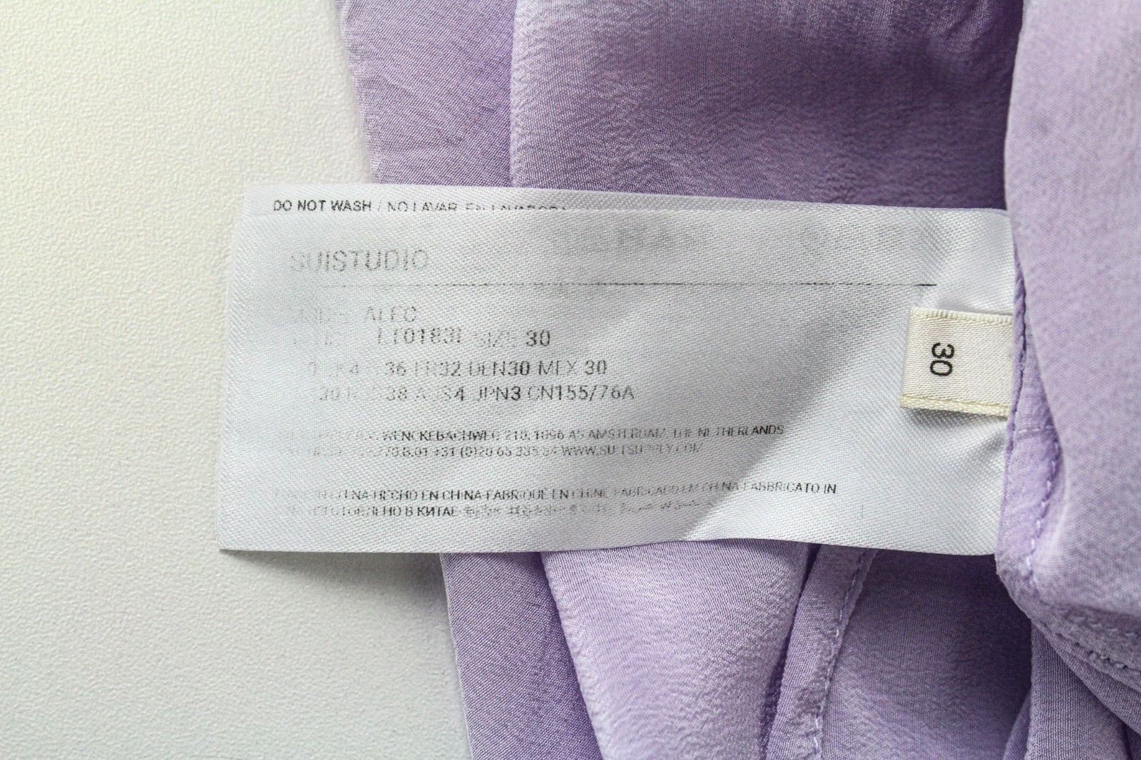 SUISTUDIO Alec Women Blouse UK4 Lilac Purple Slim Button Up Classic Pure Silk