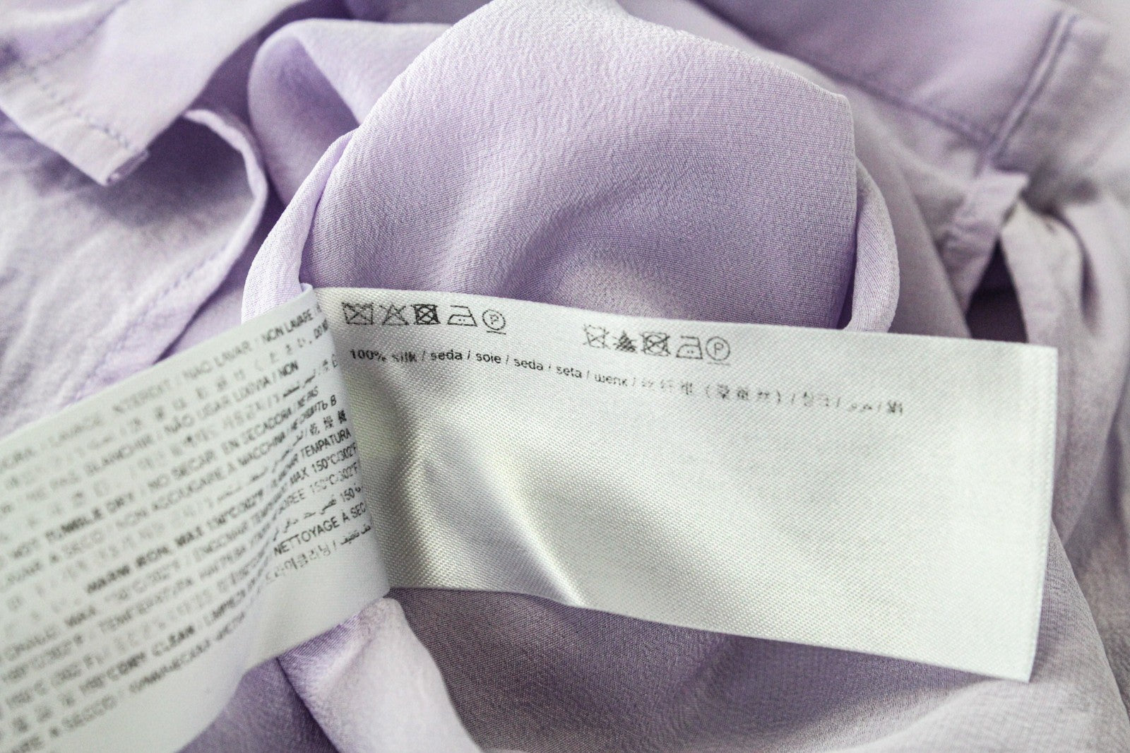 SUISTUDIO Alec Women Blouse UK4 Lilac Purple Slim Button Up Classic Pure Silk