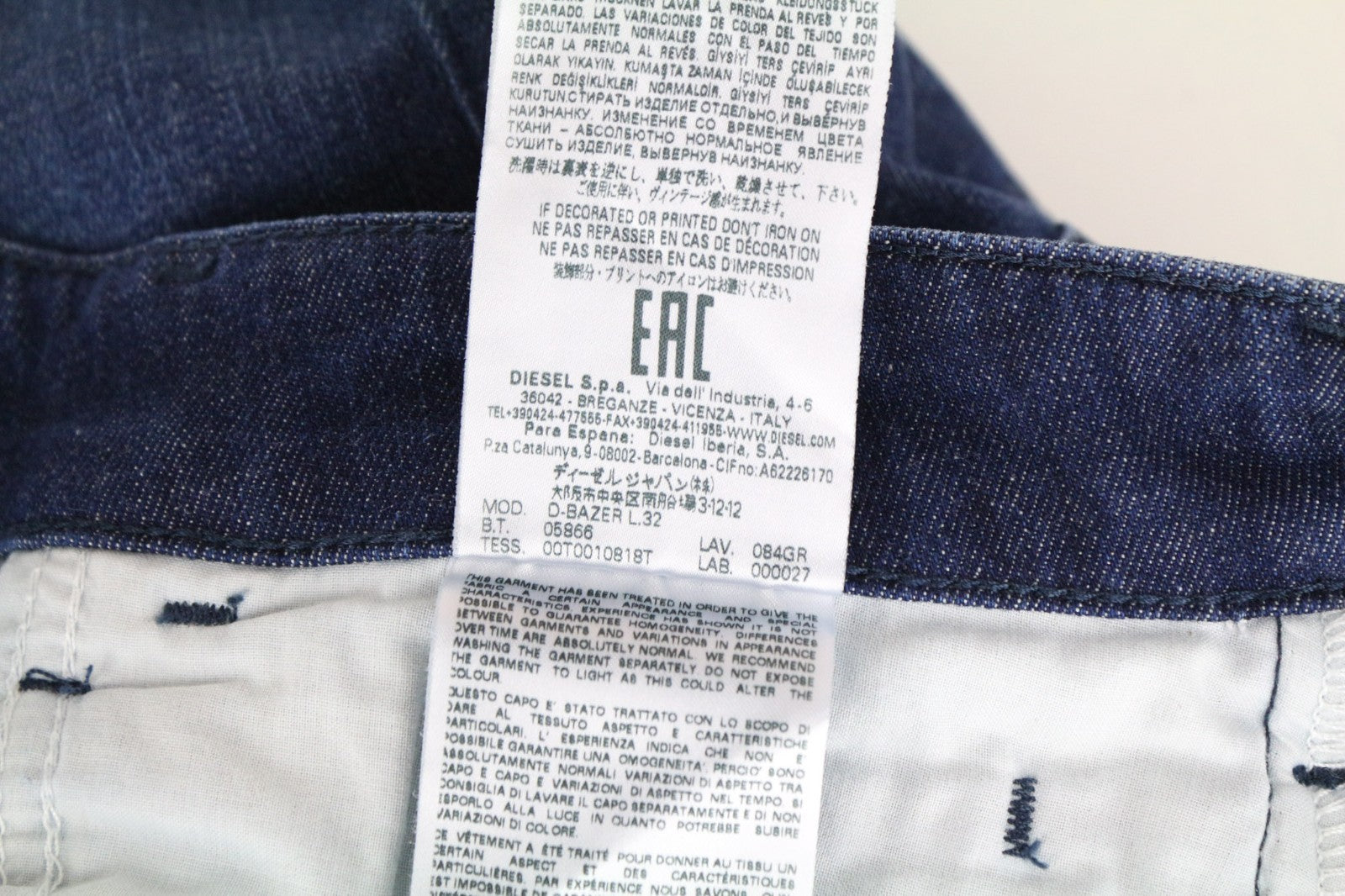 DIESEL D-Bazer 084GR Men Jeans W27/L32 Boys Tapered Fit Blue Cotton Stretch