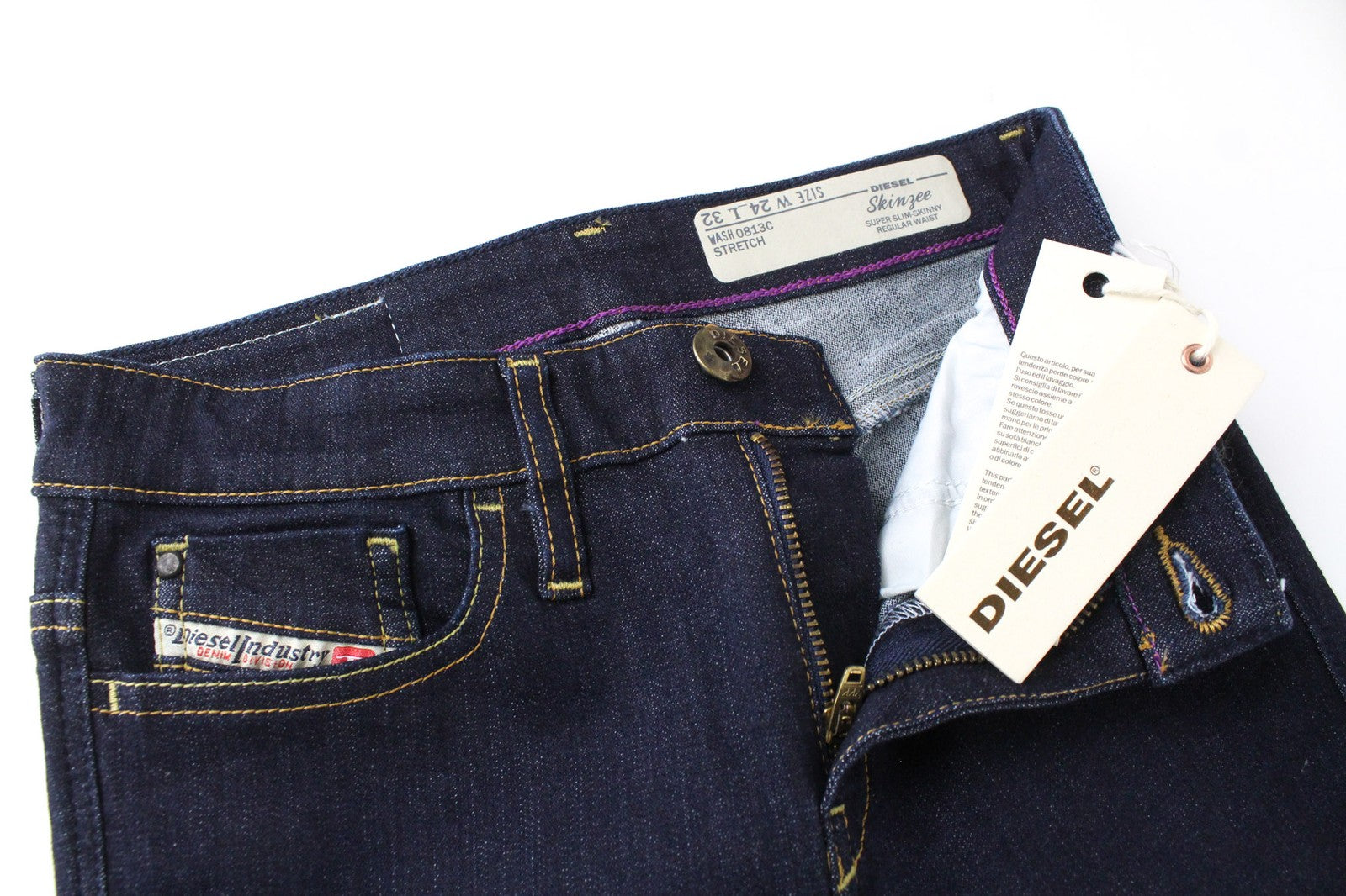 DIESEL Skinzee 0813C Women Jeans W24/L32 Blue Super Slim Skinny Girls Stretch