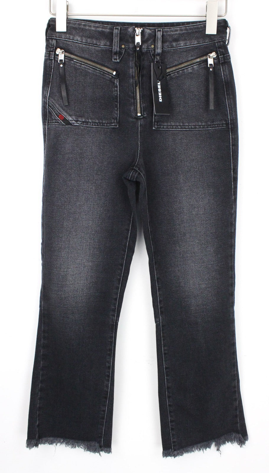 DIESEL D-Earlie 080AP Women Jeans W26/L32 Slim Fit Zip Pocket Grey Cotton Blend