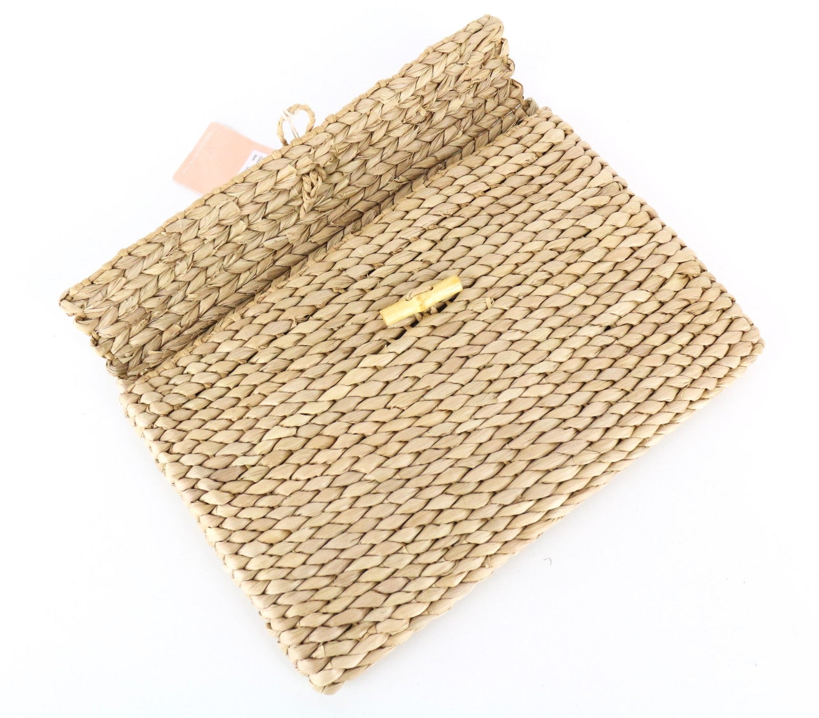 MAISON SCOTCH Women Bag OS Light Brown Straw Braided Summer Button Clutch