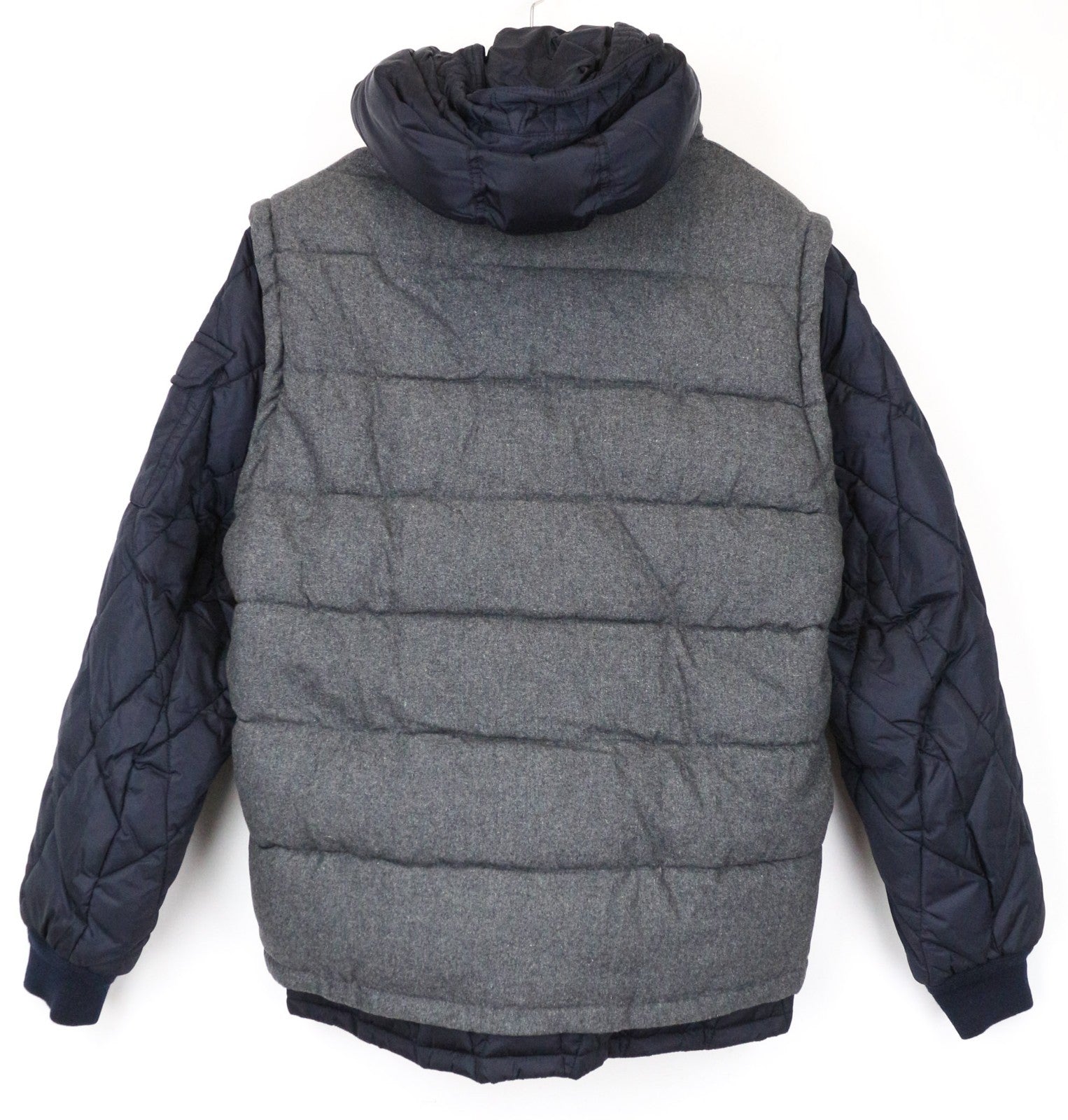 SCOTCH & SODA Ams Couture Men Jacket XL Grey Blue Wool Blend 2in1 Gilet Hooded