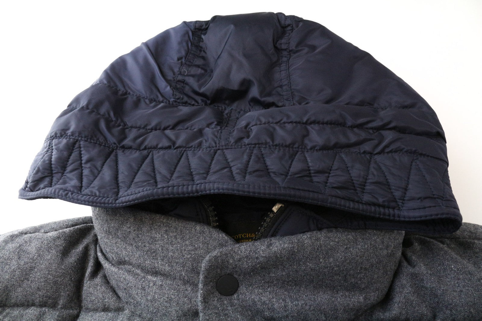 SCOTCH & SODA Ams Couture Men Jacket XL Grey Blue Wool Blend 2in1 Gilet Hooded