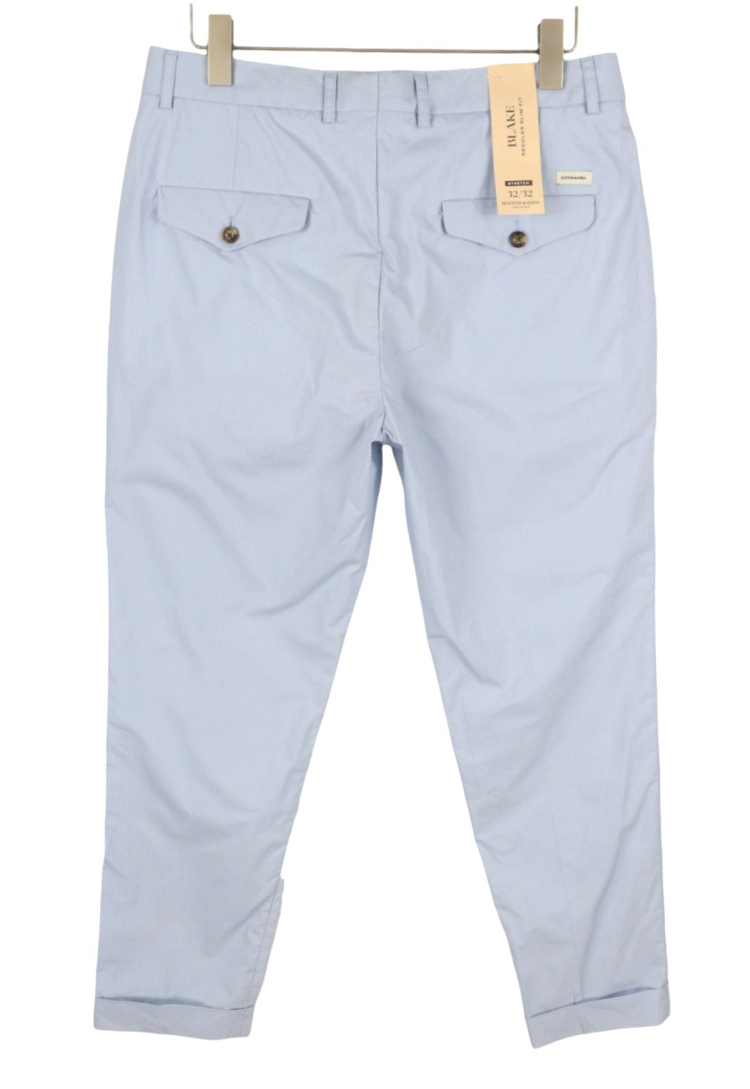 SCOTCH & SODA Blake Men Trousers W32/L32 Light Blue Pleat Regular Slim Fit Chino