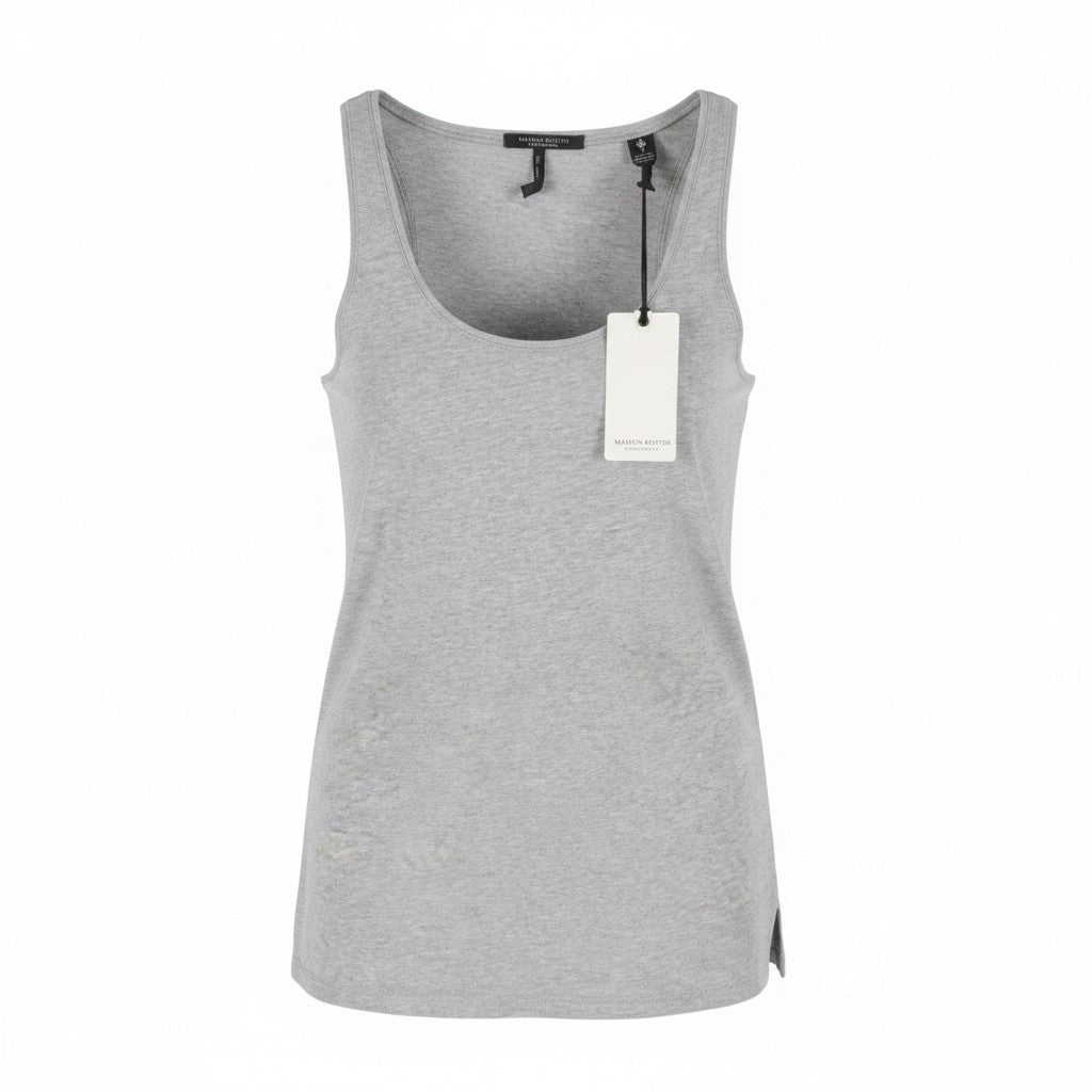 MAISON SCOTCH Women T-Shirt 2 M Grey Melange Round Collar Sleeveless Tank Top