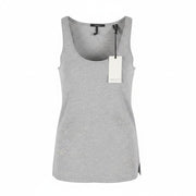 MAISON SCOTCH Women T-Shirt 2 M Grey Melange Round Collar Sleeveless Tank Top