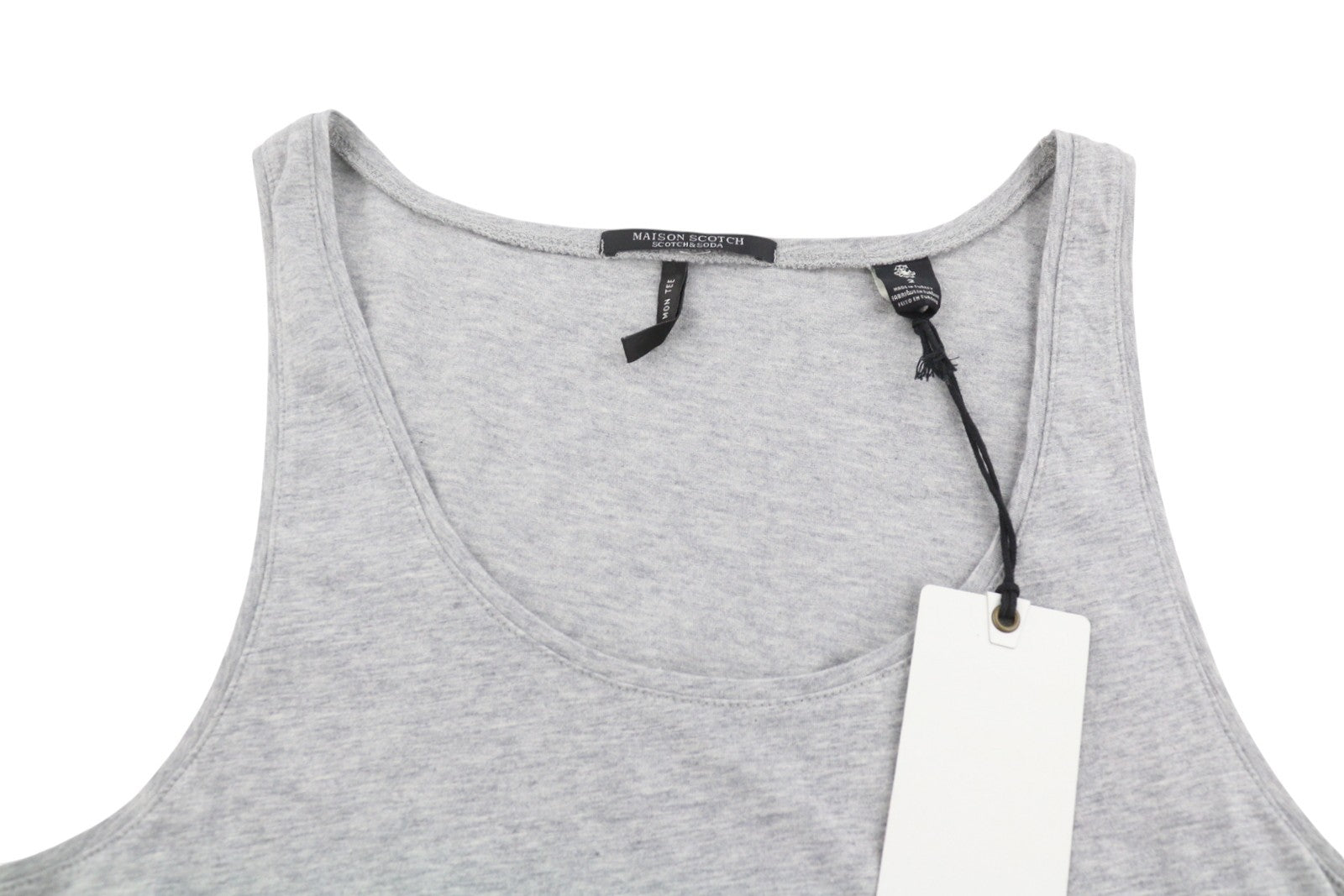 MAISON SCOTCH Women T-Shirt 2 M Grey Melange Round Collar Sleeveless Tank Top