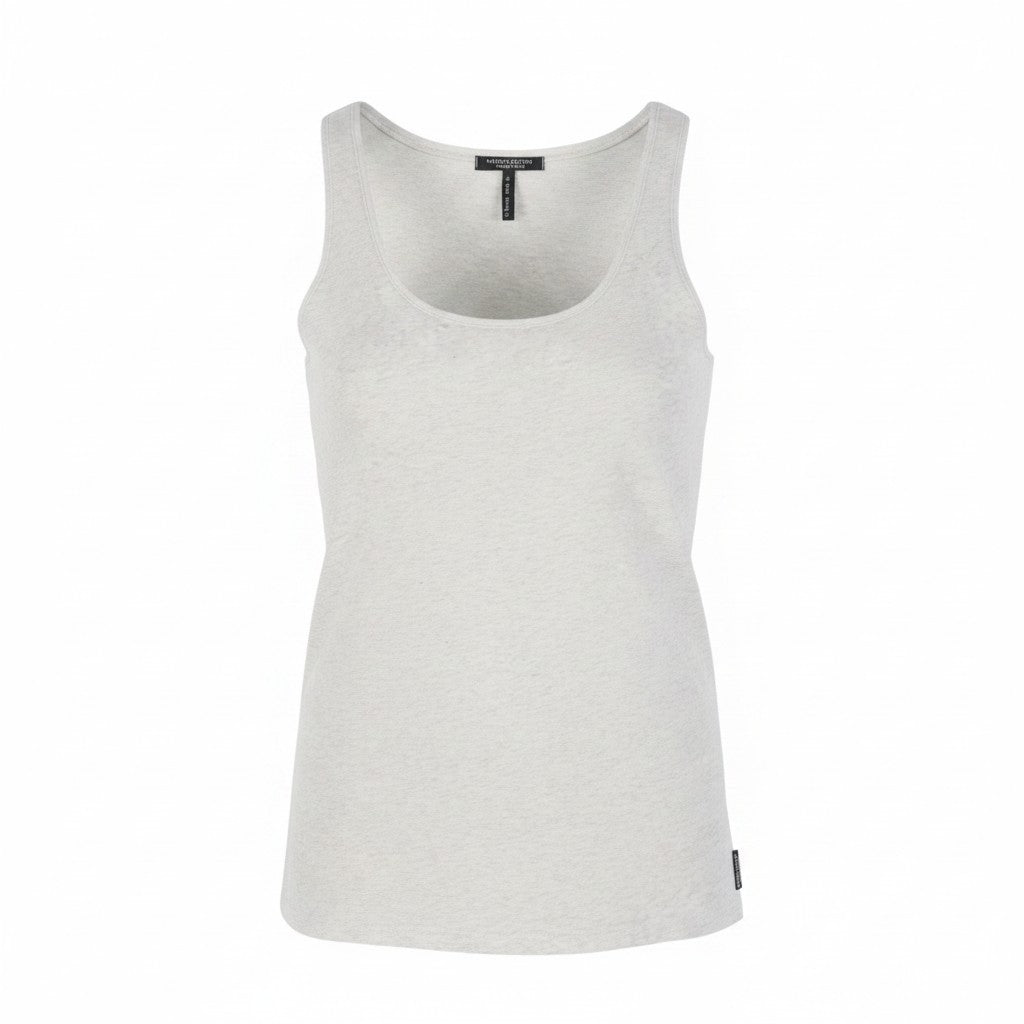 MAISON SCOTCH Women T-Shirt 2 M Grey Melange Round Neck Sleeveless Tank Top