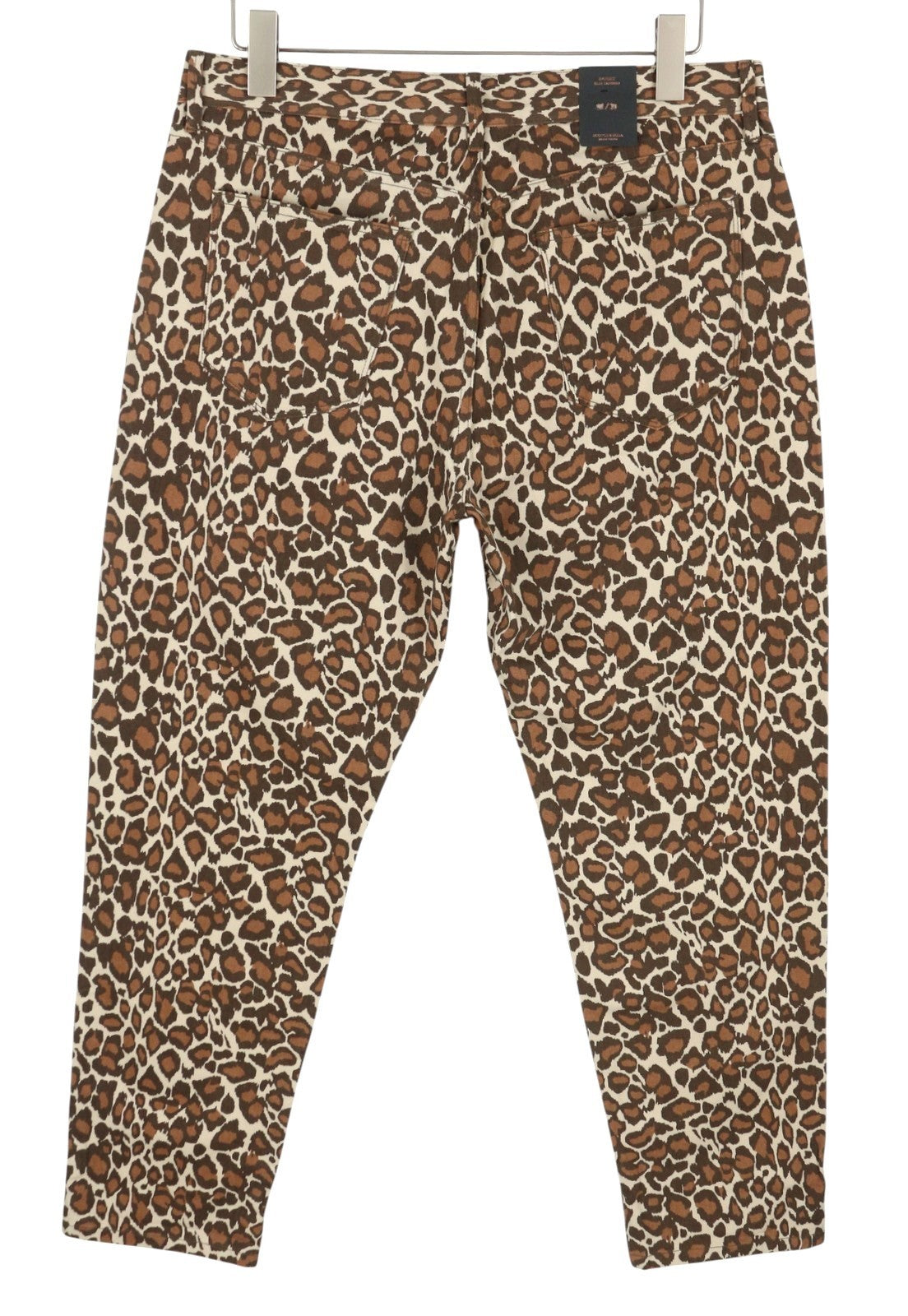 MAISON SCOTCH Bradit Women Trousers W25/L32 Brown Leopard Print Slim Tapered Fit