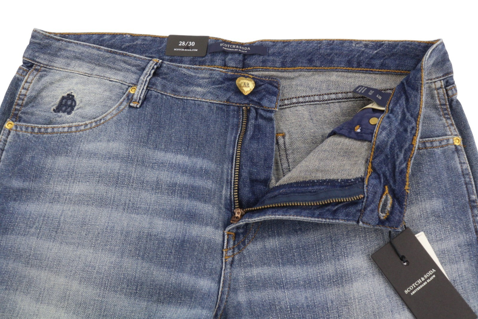 SCOTCH & SODA Bandit Women Jeans W28/L30 Blue Linen Blend Slim Tapered Fit Crop