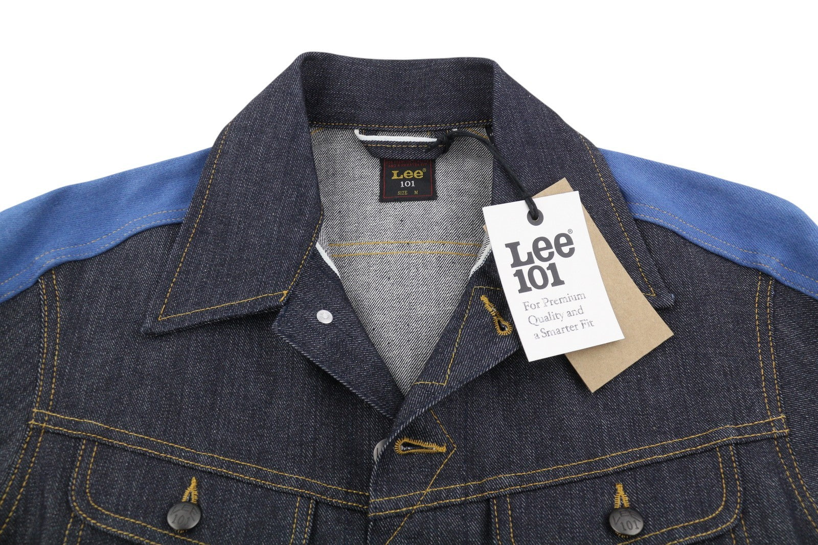 LEE 101 Panelled Rider Men Jacket M Dark Blue Rigid Selvedge Denim RRP359