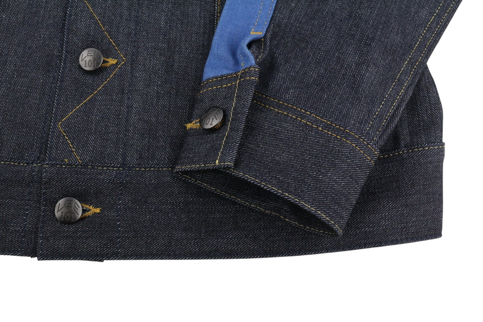 LEE 101 Panelled Rider Men Jacket M Dark Blue Rigid Selvedge Denim RRP359