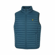 LYLE & SCOTT Men Waistcoat M Blue Quilted Padded Zip High Neck Gilet