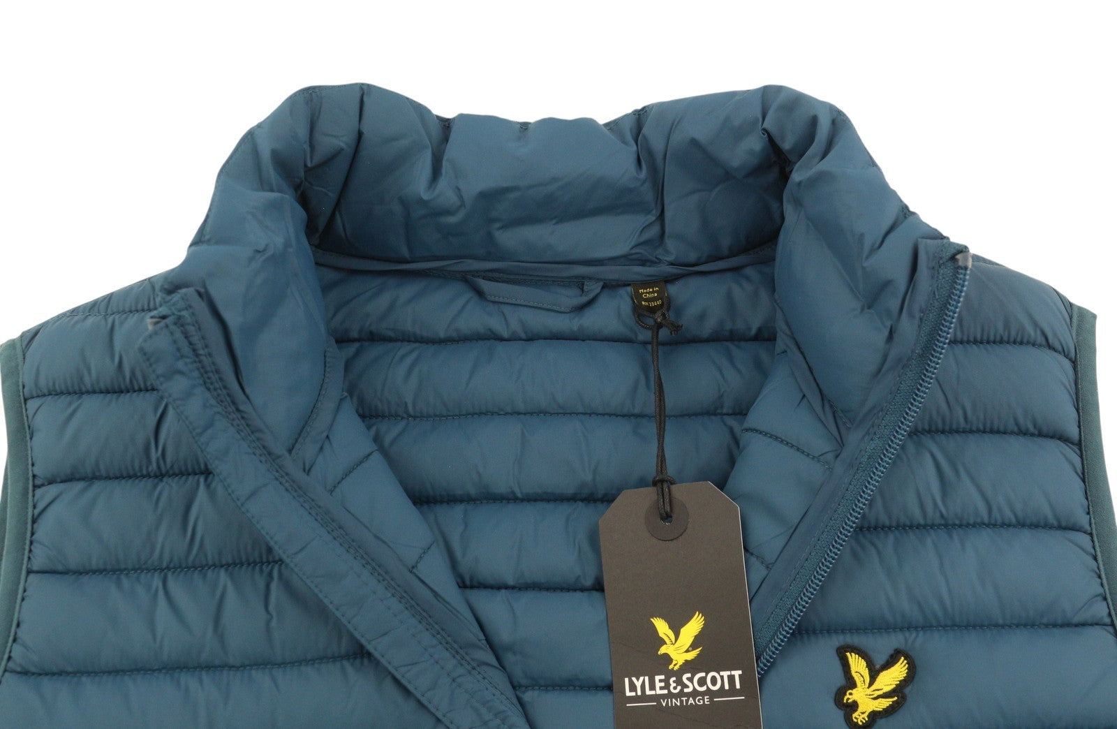 LYLE & SCOTT Men Waistcoat M Blue Quilted Padded Zip High Neck Gilet