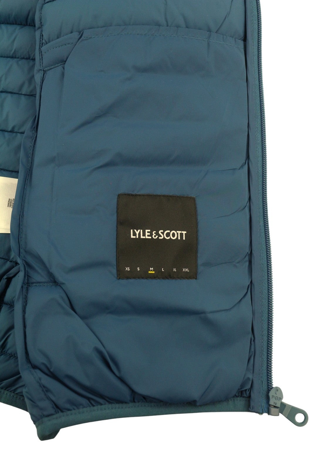 LYLE & SCOTT Men Waistcoat M Blue Quilted Padded Zip High Neck Gilet