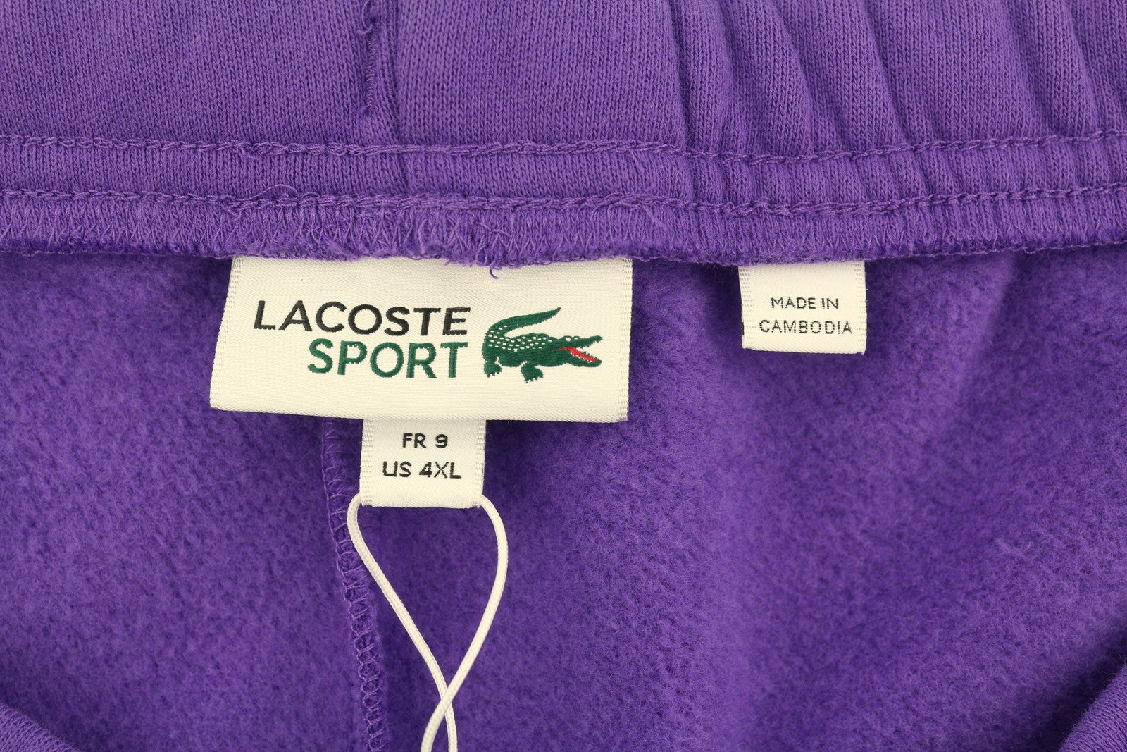 LACOSTE Sport Men Trousers 4XL Purple Fleece Tapered Drawstring Joggers