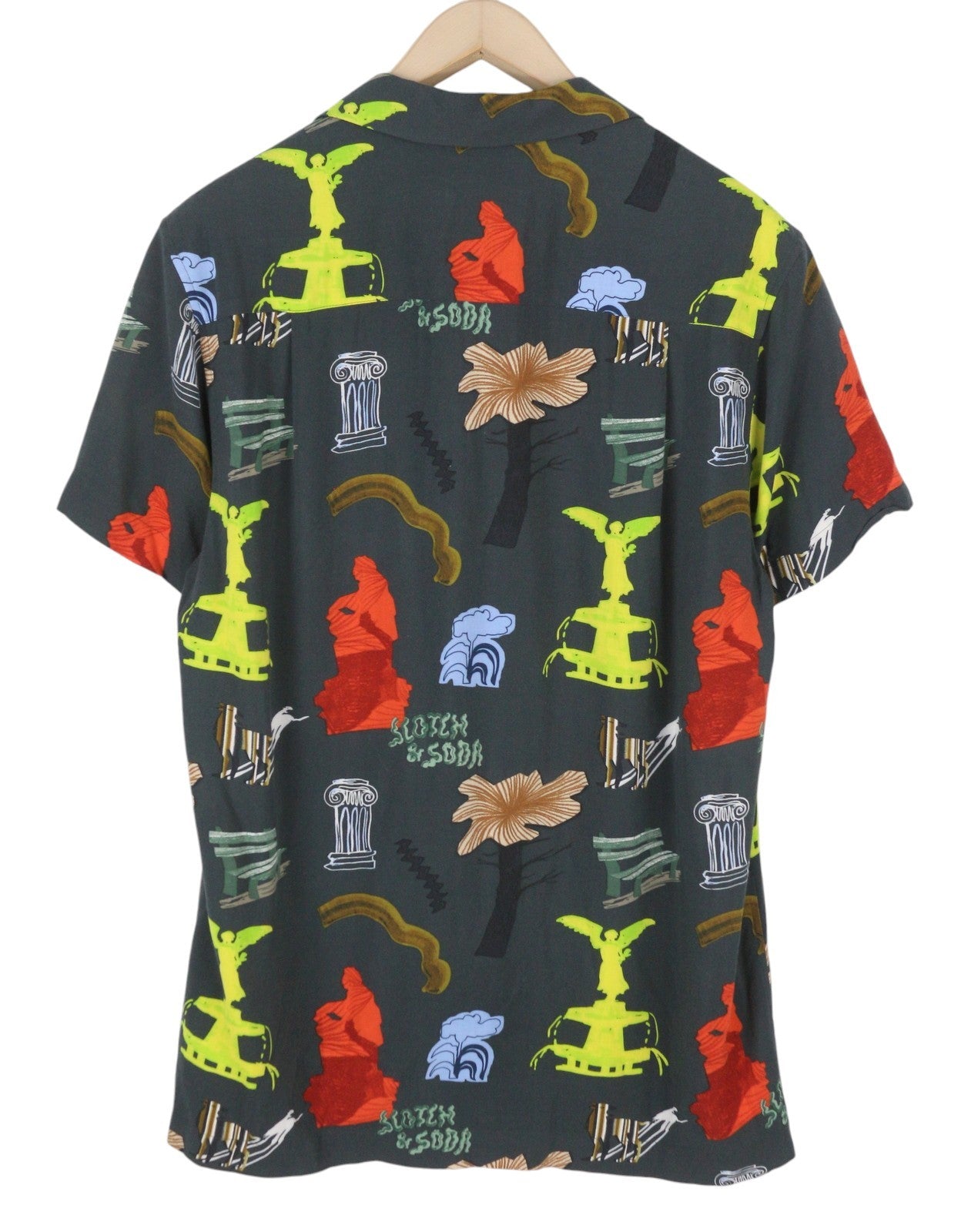 SCOTCH & SODA Men Shirt M Colourful Print Notch Collar Short Sleeve