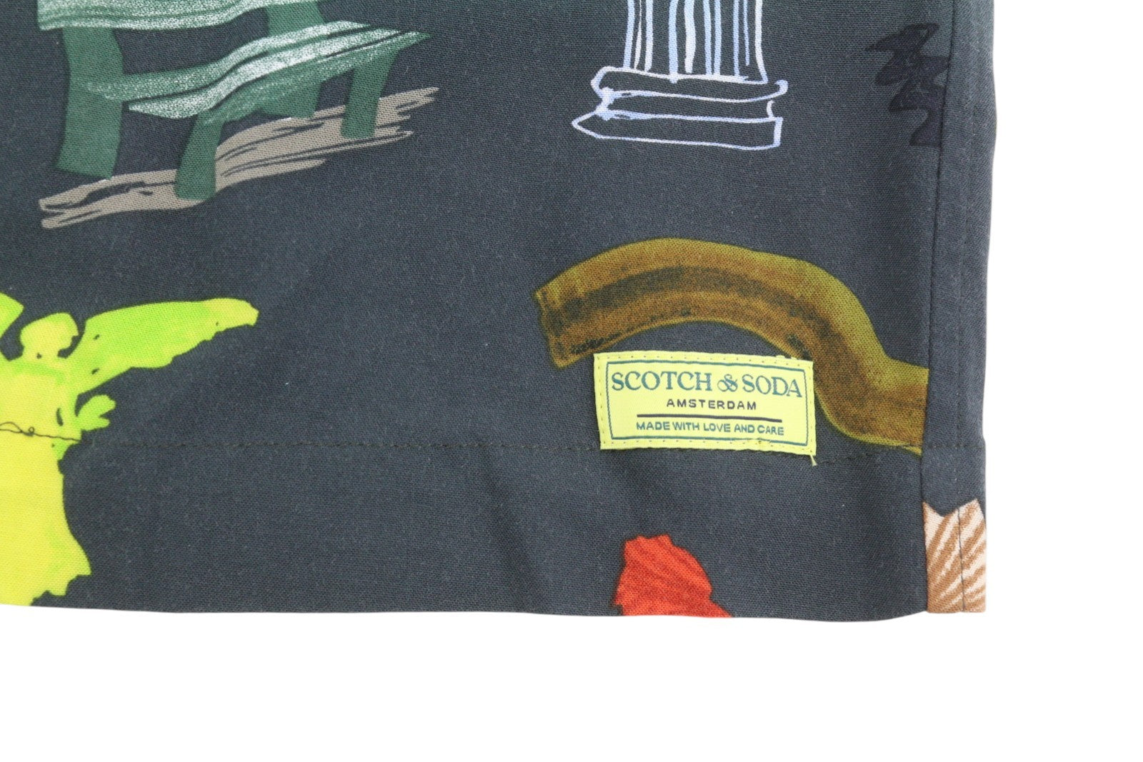 SCOTCH & SODA Men Shirt M Colourful Print Notch Collar Short Sleeve