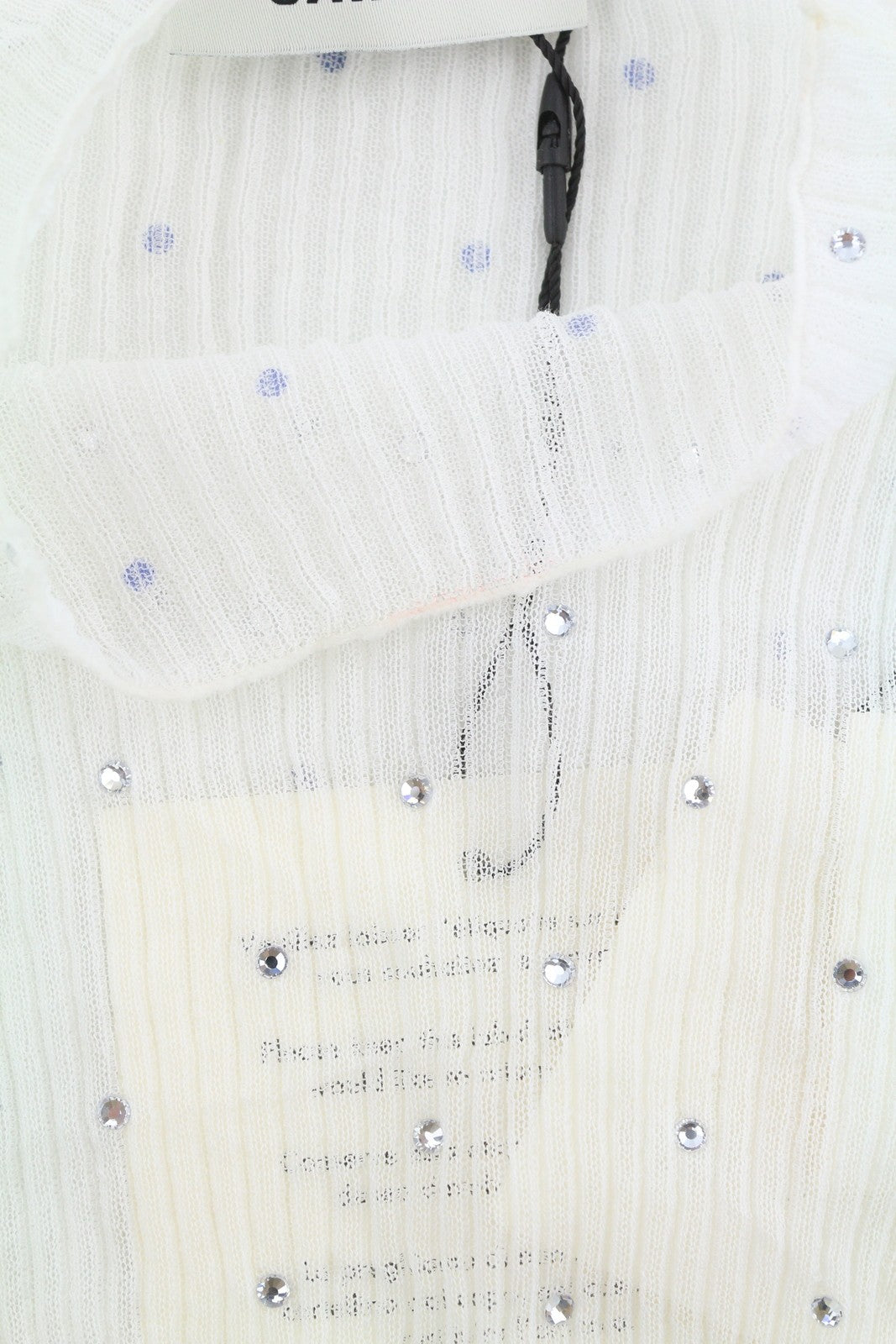 SANDRO Women Blouse 0 XS White Sheer Rhinestone Long Sleeve Top