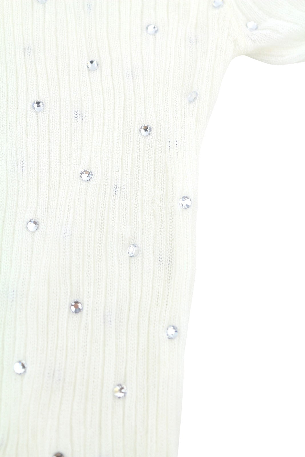 SANDRO Women Blouse 0 XS White Sheer Rhinestone Long Sleeve Top