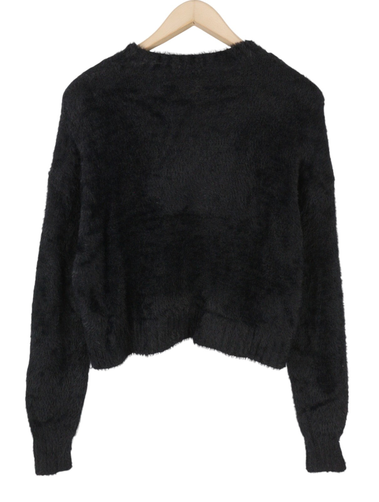 AMERICAN EAGLE OUTFITTERS Women Jumper XL Black Fuzzy Cropped Knit Top
