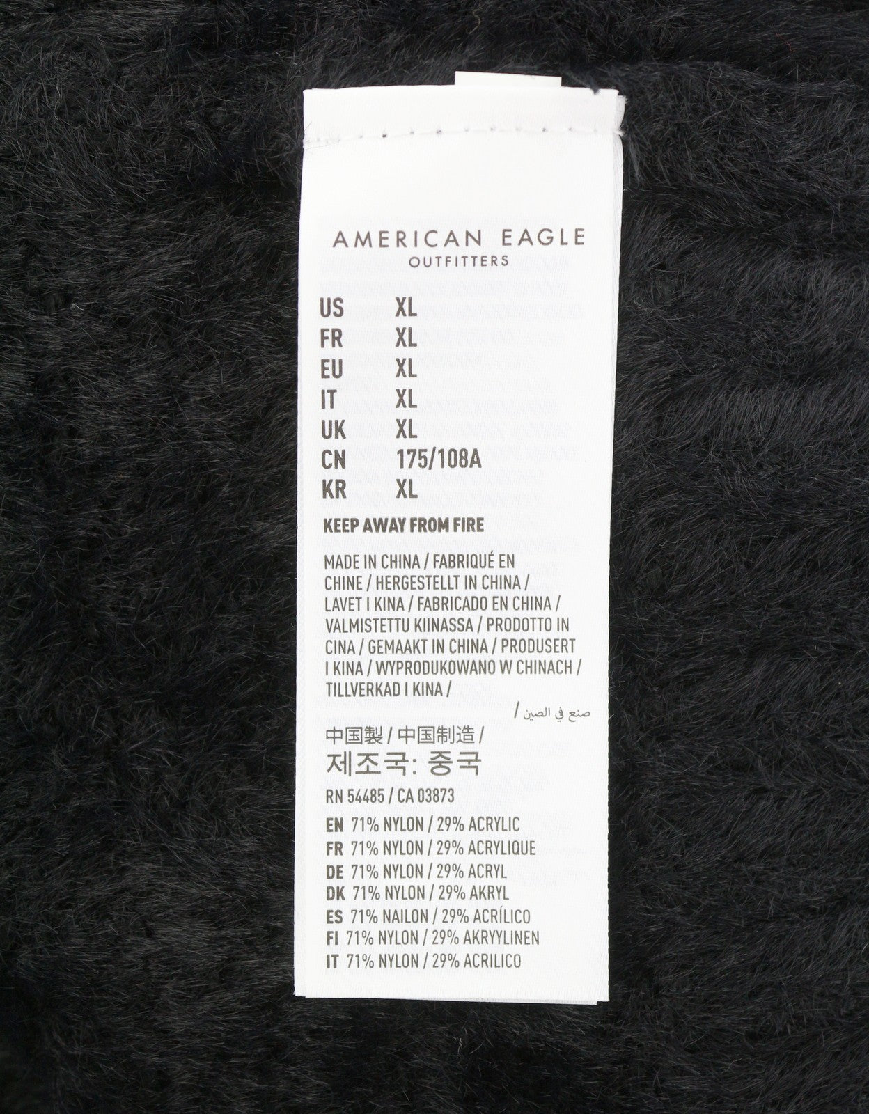 AMERICAN EAGLE OUTFITTERS Women Jumper XL Black Fuzzy Cropped Knit Top