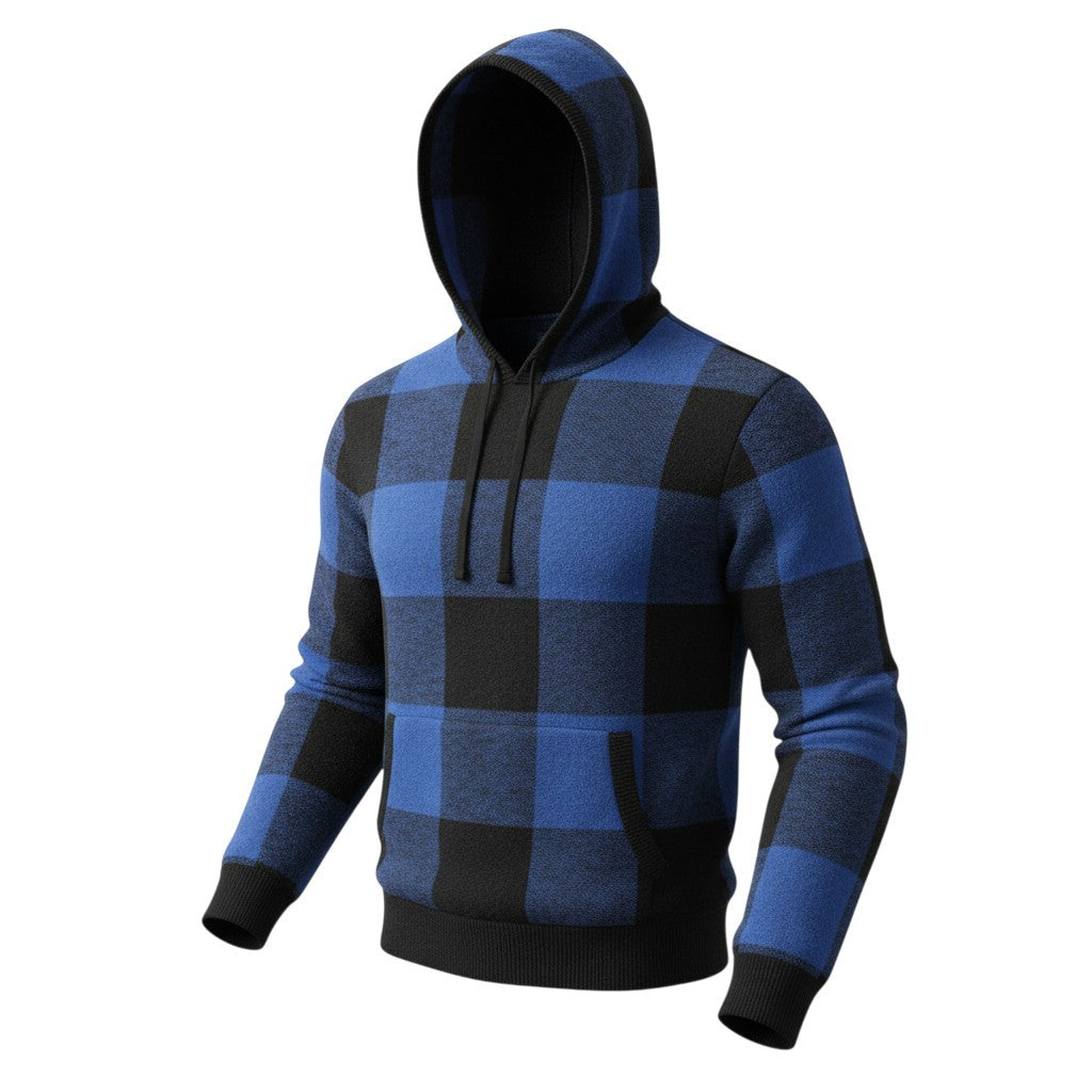 AMERICAN EAGLE OUTFITTERS Men Jumper XS Blue Check Knit Pocket Pull On