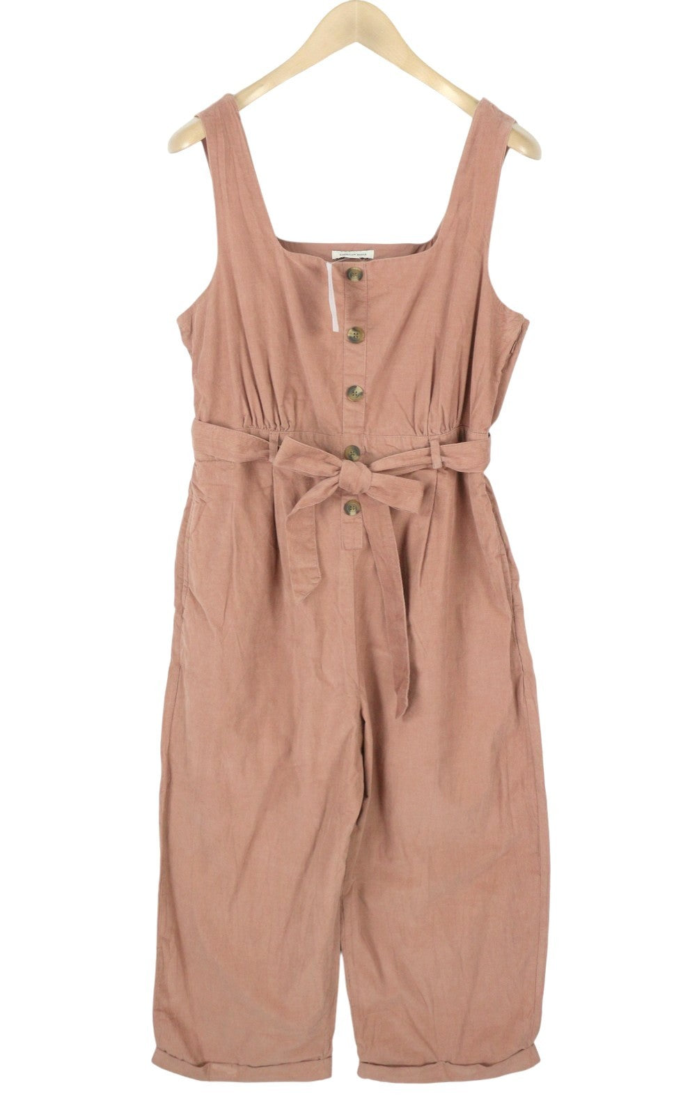 AMERICAN EAGLE OUTFITTERS Women Jumpsuit L Pink Corduroy Belted Cropped