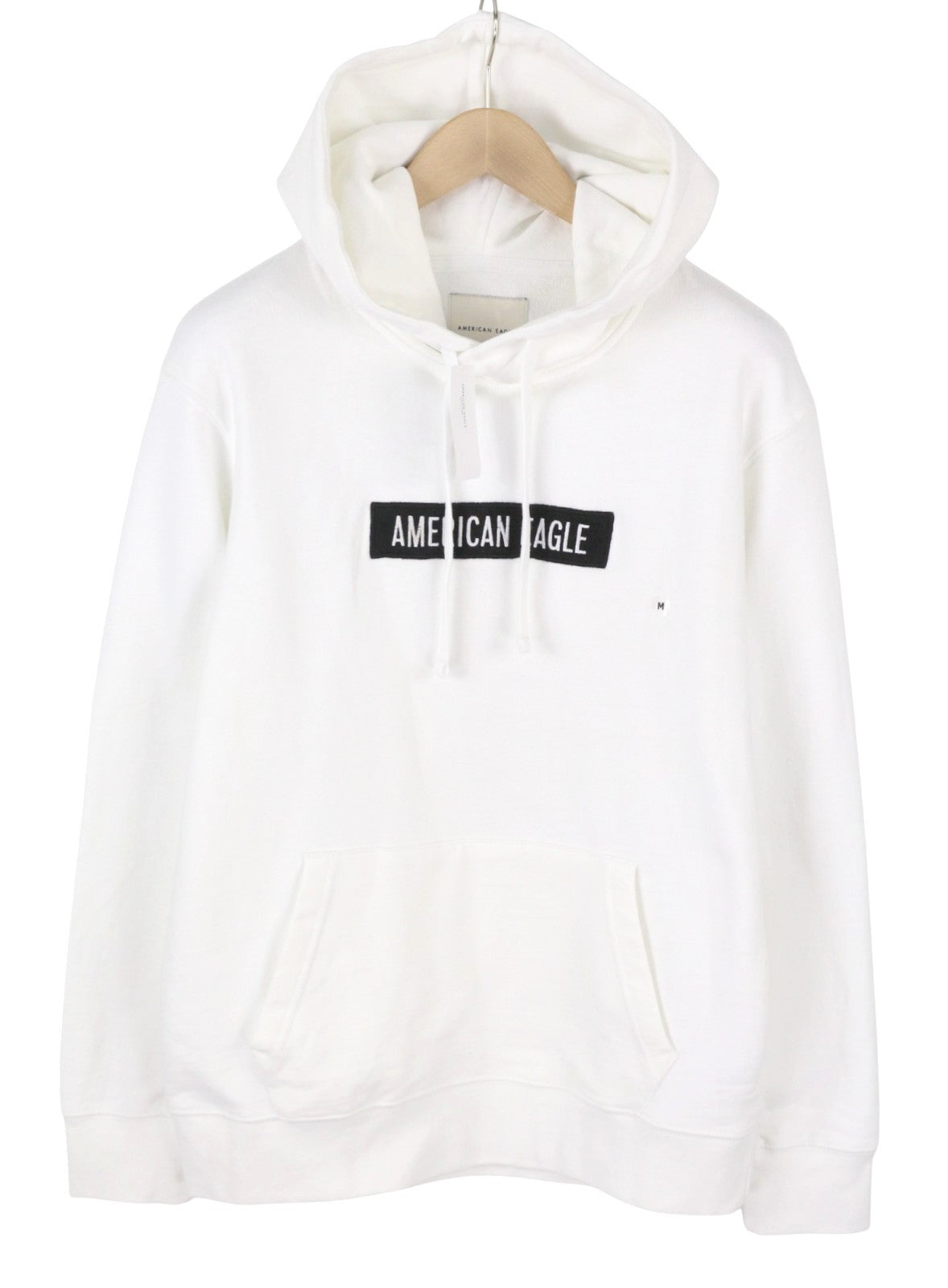 AMERICAN EAGLE OUTFITTERS Men Hoodie M White Kangaroo Pocket Pull On