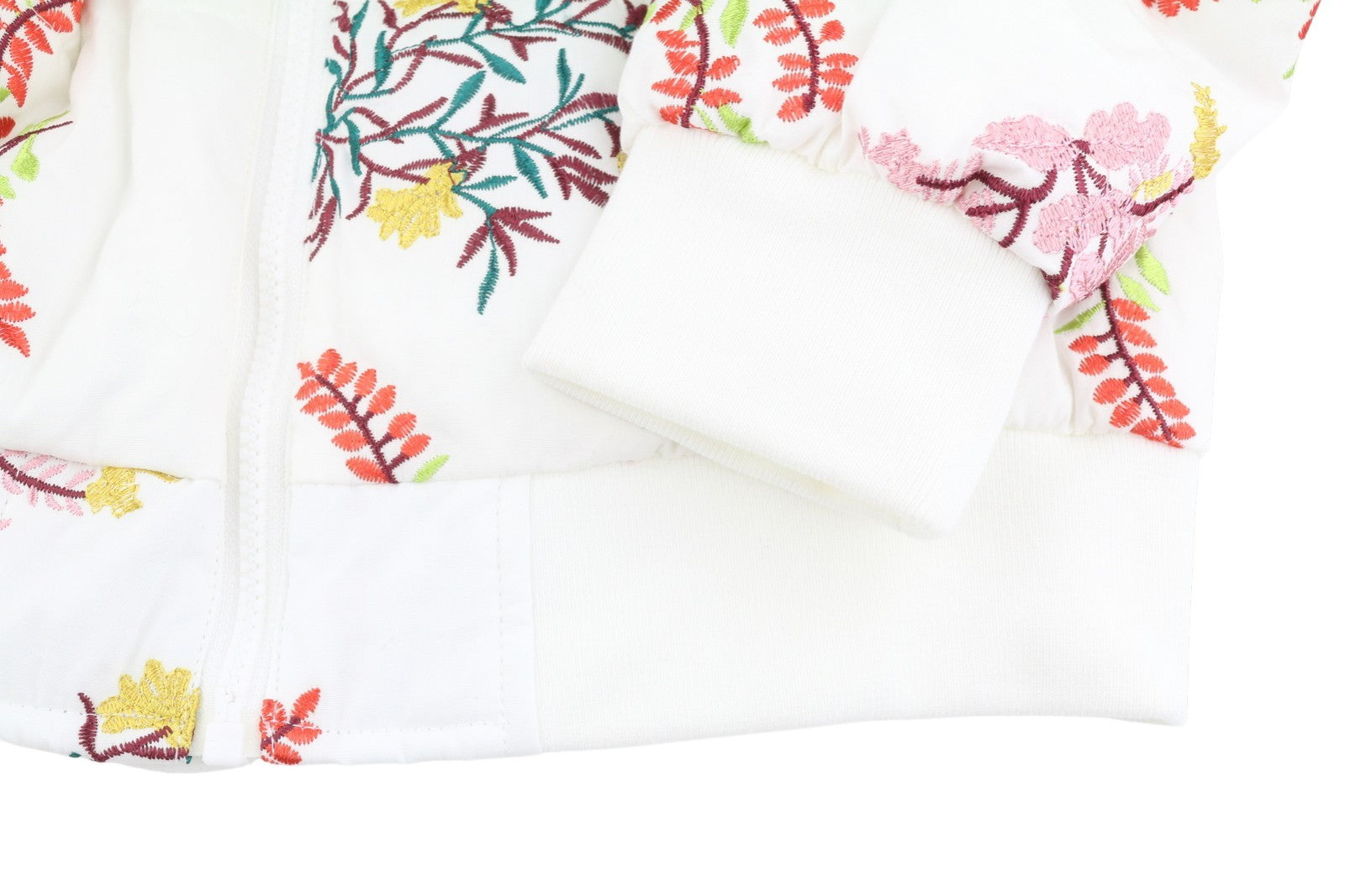 DESIGUAL Padded Nicole Women Jacket XS White Leaf Embroidered Full Zip RRP149