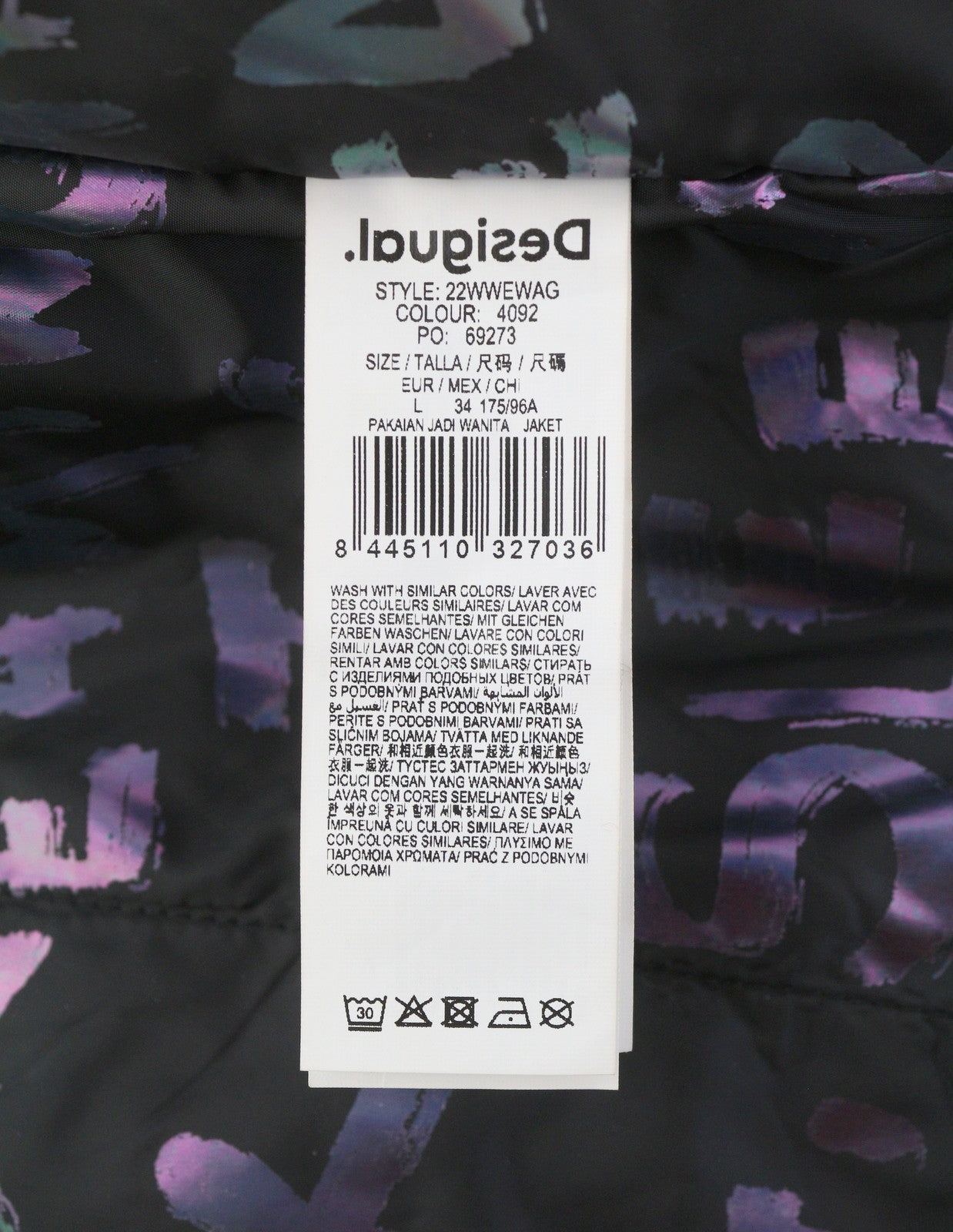 DESIGUAL Chaq Jorla Women Jacket L Dark Green Padded Hooded Longline